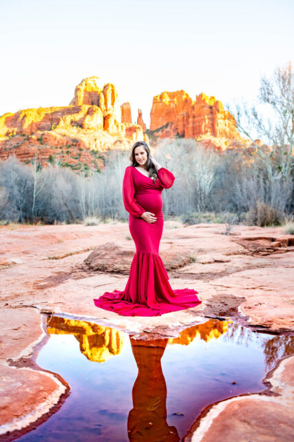 Red Rock Crossing maternity portrait
